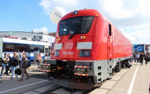 Schnellzuglokomotive von SKODA "Emil Zatopek" ausgestellt auf der Innottrans Messe in Berlin 2017